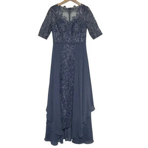 JJ's House Mother of bride/groom exquisite blue‎ lace short sleeve dress size 2